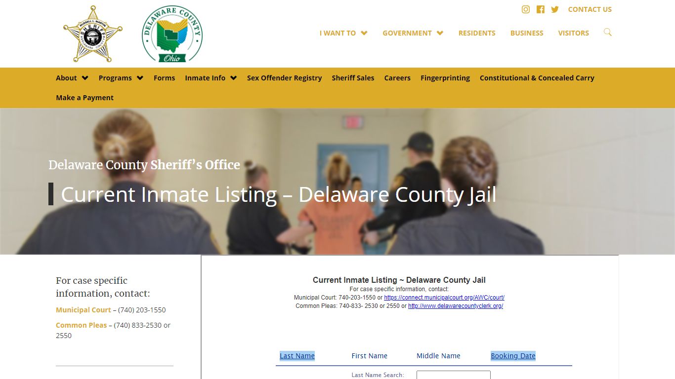 Current Inmate Listing - Delaware County Jail - Sheriff